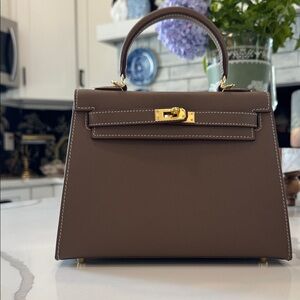 Classic Mini Top-Handle Bag in Chocolate Brown